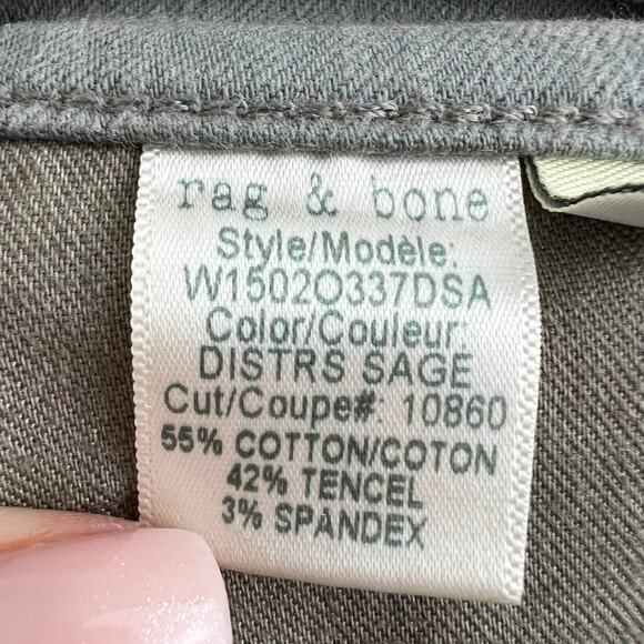 Rag & Bone The Skinny Distressed Sage Jeans Gray Cotton Blend Size 25 FLAW - Picture 10 of 10